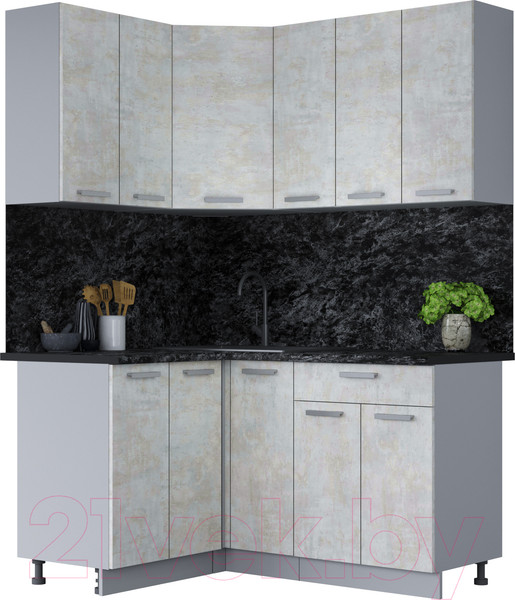 Изображение товара Кухонный гарнитур Интерлиния Мила Лайт 1.2x1.5 (бетон лайт/бетон лайт/кастилло темный)