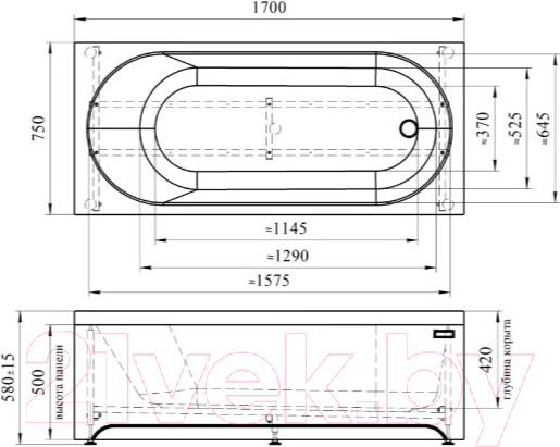 Изображение товара Ванна акриловая Radomir Виктория Лайт 170x75 / 2-01-0-0-0-259