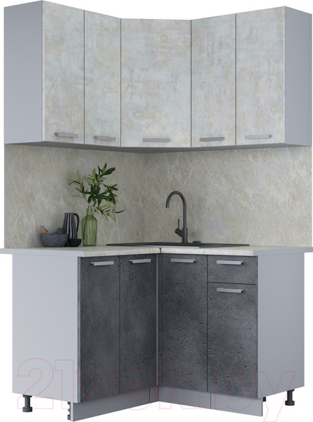 Изображение товара Кухонный гарнитур Интерлиния Мила Лайт 1.2x1.2 (бетон лайт/бетон портленд/опал светлый)