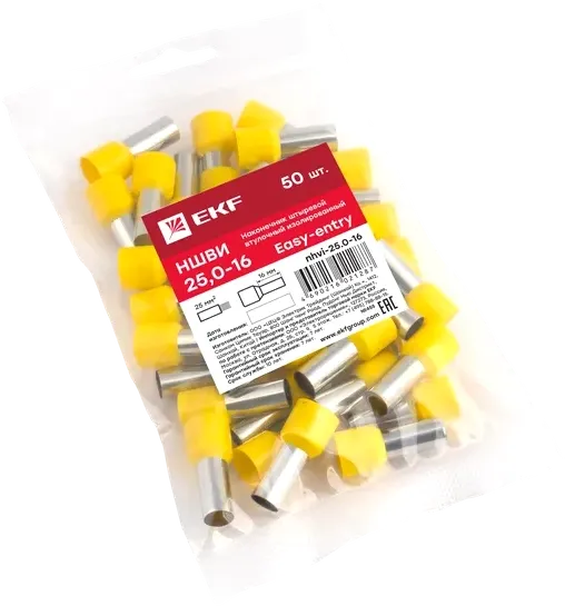 Изображение товара Набор наконечников для кабеля EKF PROxima / NHVI-25.0-16 (50шт)