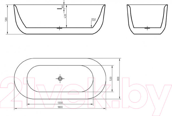 Изображение товара Ванна акриловая BelBagno BB706-1800-800