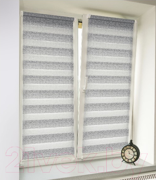 Изображение товара Рулонная штора Delfa Сантайм День&Ночь Best СРШ-01МК 41174 (48x160, белый/серый)