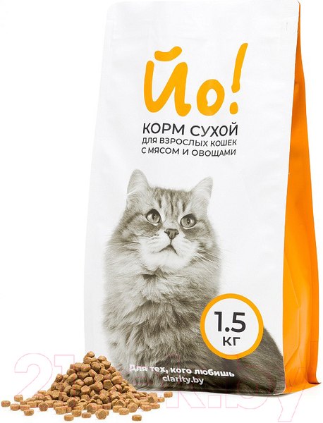 Изображение товара Сухой корм для кошек Йо Для взрослых кошек с мясом и овощами (1.5кг)