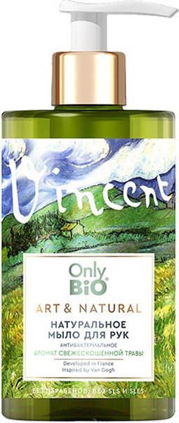 Изображение товара Мыло жидкое Only Bio Art & Natural Антибактериальное Свежескошенная трава (420мл)