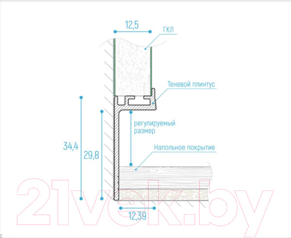 Изображение товара Плинтус Profiling Gipps теневой (3м, черный)