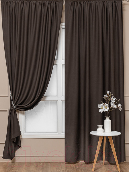 Изображение товара Комплект штор Amore Mio Блэкаут однотонный 6ML Milan-023 150x270 / 92876 (коричневый)
