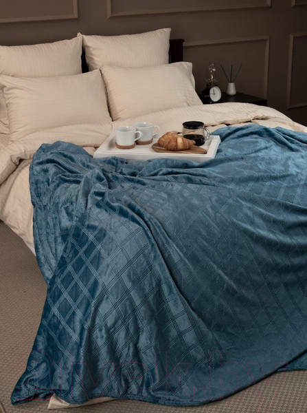 Изображение товара Плед TexRepublic Elite Клетка Фланель 1.5 сп / 93377 (синий)