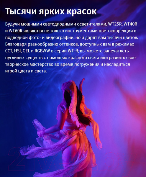 Изображение товара Осветитель студийный Godox Dive Light RGBWW WT40R / 30441