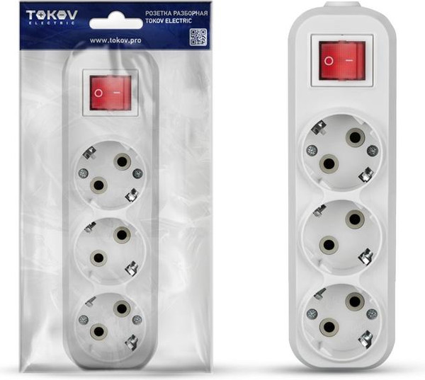 Изображение товара Колодка удлинителя Tokov Electric TKE-C01-KU3-ZV (белый)