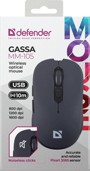 Изображение товара Мышь Defender Gassa MM-105 / 52105 (черный)