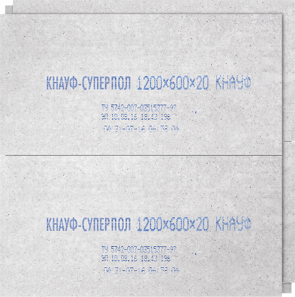 Изображение товара Гипсоволокнистый лист Knauf ГВЛВ Элемент пола 20х600х1200 / 585590