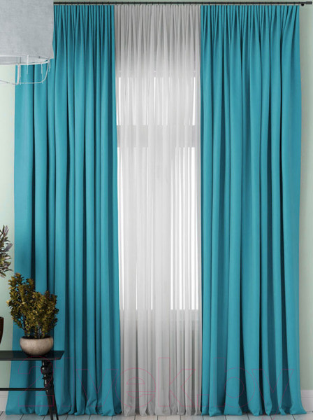 Изображение товара Комплект штор Pasionaria Блэкаут 340x230 с подхватами (бирюзовый)