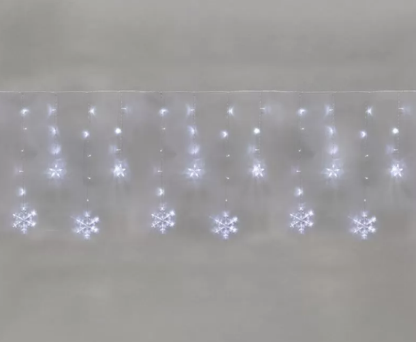 Изображение товара Световой занавес Neon-Night Бахрома со снежинками 255-075 (2.4x0.9м, белый)