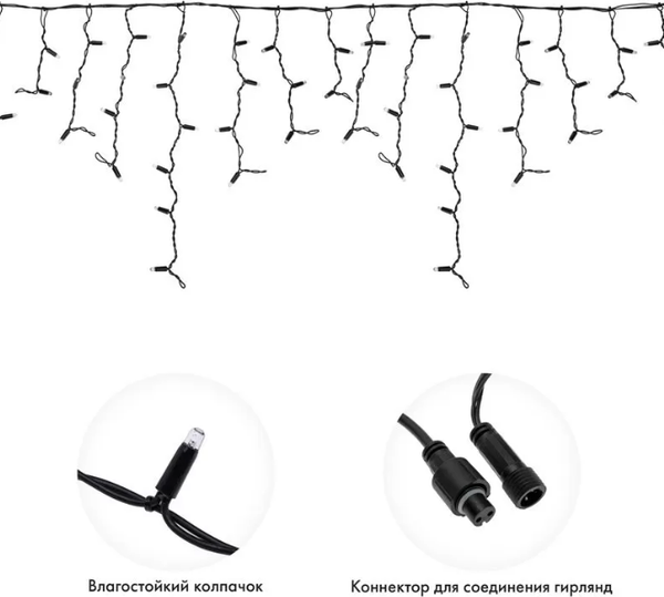 Изображение товара Светодиодная бахрома Neon-Night Айсикл 255-226-6 (4x0.6м, теплый белый)