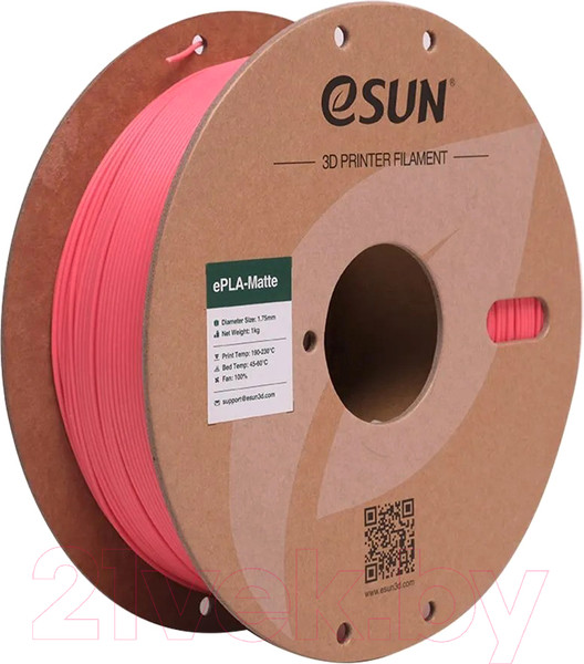 Изображение товара Пластик для 3D-печати eSUN ePLA-Matte Filament / т0036262 (1.75мм, 1кг, клубничный красный)