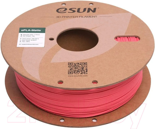 Изображение товара Пластик для 3D-печати eSUN ePLA-Matte Filament / т0036262 (1.75мм, 1кг, клубничный красный)