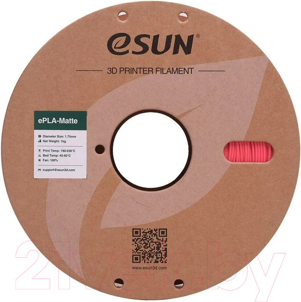 Изображение товара Пластик для 3D-печати eSUN ePLA-Matte Filament / т0036262 (1.75мм, 1кг, клубничный красный)