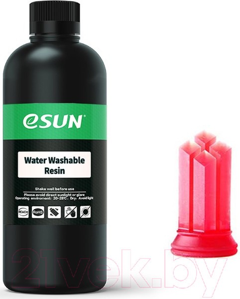 Изображение товара Фотополимерная смола для 3D-принтера eSUN Water Washable Resin For LCD / т0034863 (500г, красный прозрачный)