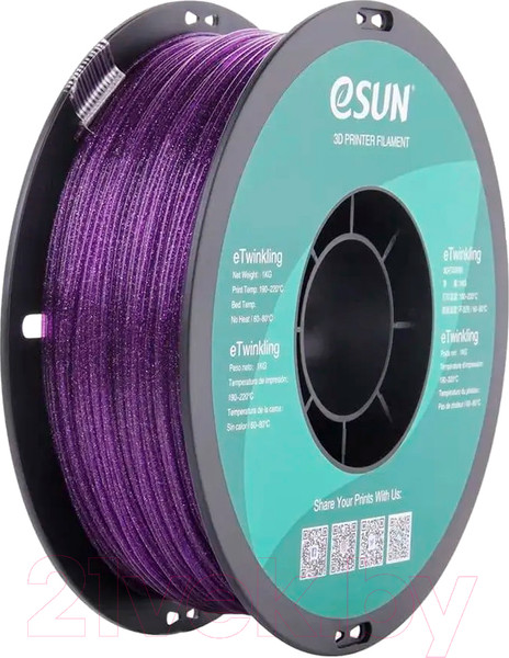 Изображение товара Пластик для 3D-печати eSUN eTwinkling Filament / т0034918 (1.75мм, 1кг, фиолетовый)