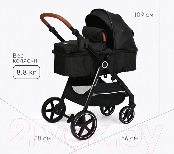 Изображение товара Детская универсальная коляска Tomix Bonny / 619A (Jet Black)