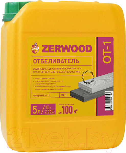 Изображение товара Отбеливатель для древесины Zerwood OT-1 концентрат (5л)