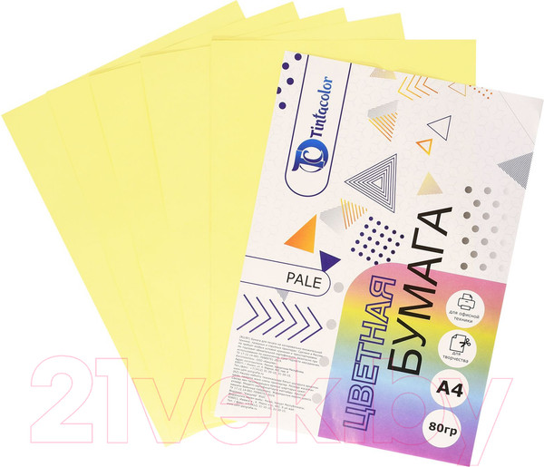 Изображение товара Бумага Tintacolor А4 80 г/м2 / 410993 (500л, пастель желтый)