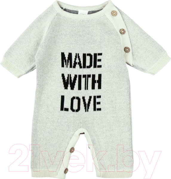 Изображение товара Комбинезон для малышей Amarobaby Pure Love Made / AB-OD23-PLM5/33-62 (молочный, р.62)