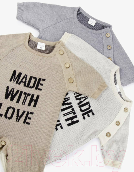 Изображение товара Комбинезон для малышей Amarobaby Pure Love Made / AB-OD23-PLM5/33-62 (молочный, р.62)