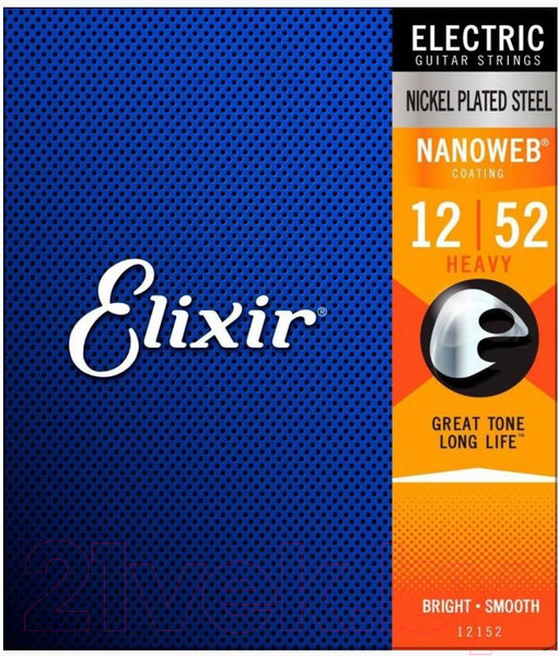 Изображение товара Струны для электрогитары Elixir Strings Nanoweb 12152 12-52