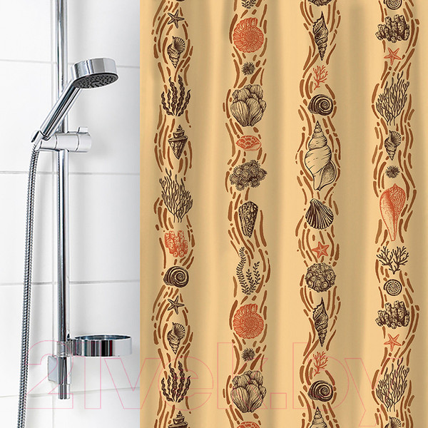 Изображение товара Шторка-занавеска для ванны V-line Ракушки (бежевый)