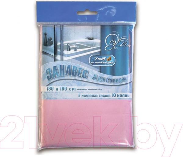 Изображение товара Шторка-занавеска для ванны V-line 180x180 (розовый)