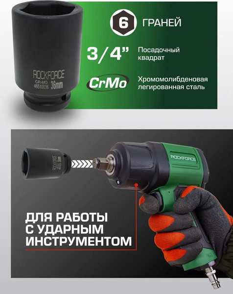 Изображение товара Головка слесарная RockForce RF-46510036(445)
