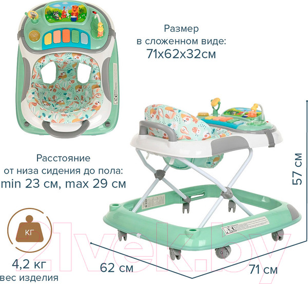 Изображение товара Ходунки Pituso Лесные музыканты / W1123PB8 (ментол)