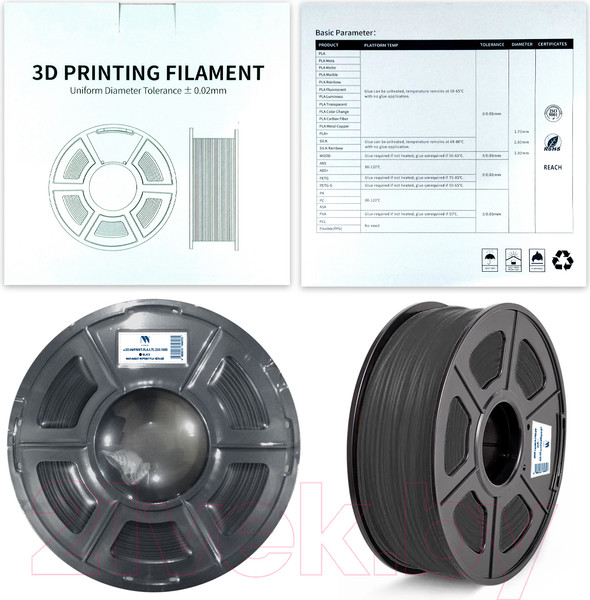 Изображение товара Пластик для 3D-печати NV Print 3D-NVPRINT-PLA-1.75-330-1000-Black