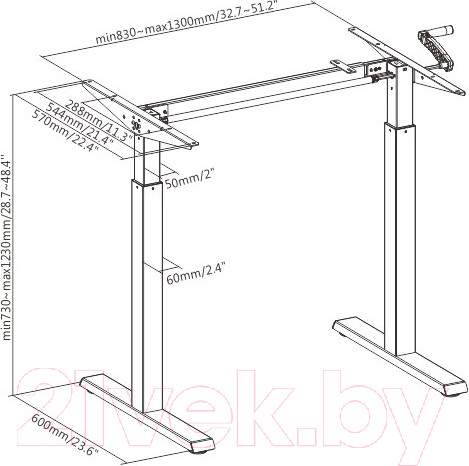 Изображение товара Подстолье Ergosmart Manual Desk Compact (белый)