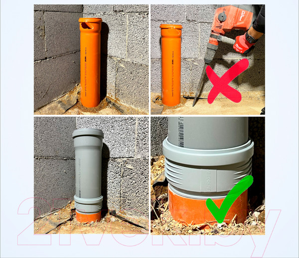 Изображение товара Муфта внутренней канализации Burke 110/110/110110B с увеличенным внутренним проходом (черный)