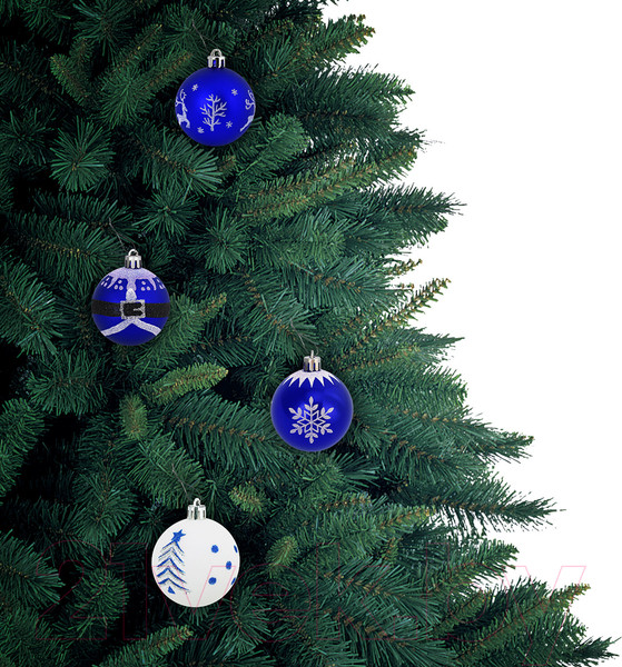 Изображение товара Набор шаров новогодних Золотая сказка Русская зима / 591985 (16шт, синий/белый)