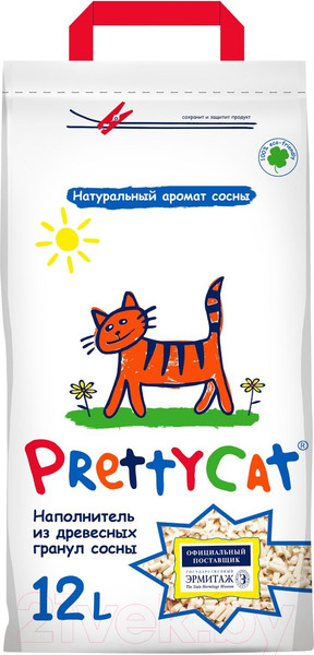 Изображение товара Наполнитель для туалета Prettycat Wood Granules Древесный / 620017 (4кг/12л)