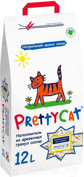 Изображение товара Наполнитель для туалета Prettycat Wood Granules Древесный / 620017 (4кг/12л)