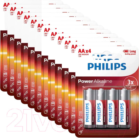 Изображение товара Комплект батареек Philips AA LR6 4xBL (12x4шт)