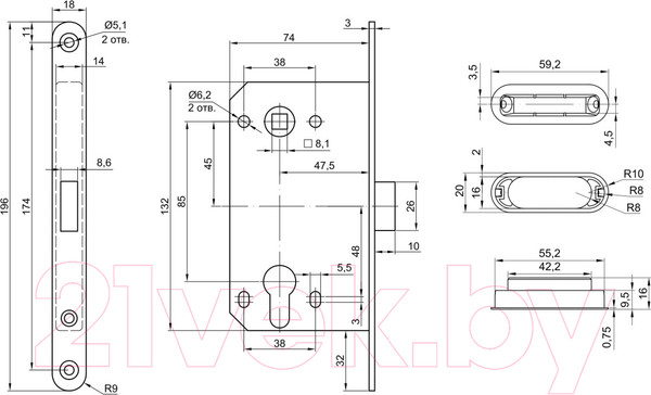 Изображение товара Защелка врезная Border 81883 (хром матовый)