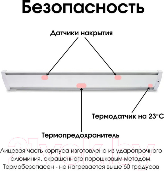 Изображение товара Теплый плинтус электрический Mr.Tektum Smart Line 1.1м правый (белый)