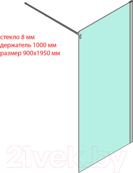 Изображение товара Душевая стенка Roth Walk In Line Walk-8 900 4000716W (хром/прозрачное стекло)