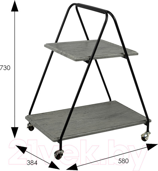 Изображение товара Сервировочный столик Мебелик Милн (черный/серый шпат)