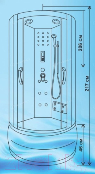 Изображение товара Душевая кабина Водный мир ВМ8815 100x100 (матовое стекло)