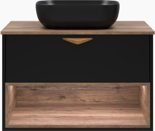 Изображение товара Тумба под умывальник Brevita Bergen 80 / BER-07080-19-02-1Я (черный/темное дерево)