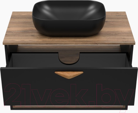 Изображение товара Тумба под умывальник Brevita Bergen 80 / BER-07080-19-02-1Я (черный/темное дерево)