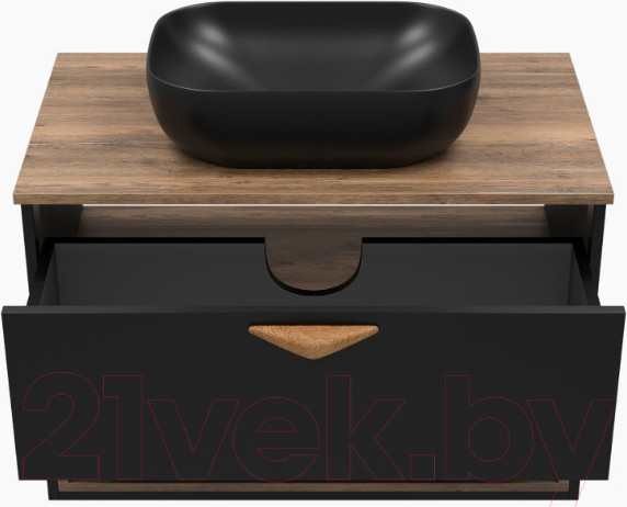 Изображение товара Тумба под умывальник Brevita Bergen 80 / BER-07080-19-02-1Я (черный/темное дерево)
