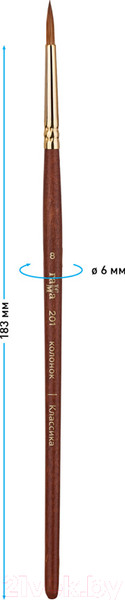Изображение товара Кисть для рисования ГАММА Классика круглая №8 / 201008 (колонок)