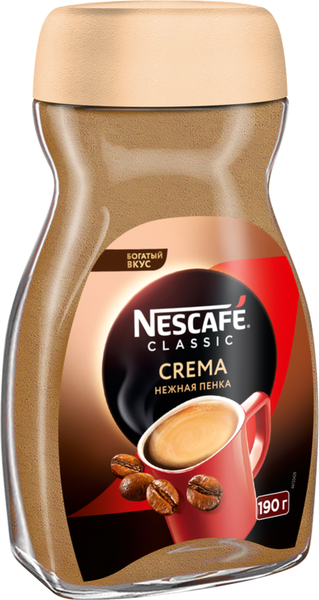 Изображение товара Кофе растворимый Nescafe Classic Crema (190г)